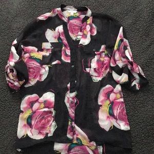 Flowered sheer tunic